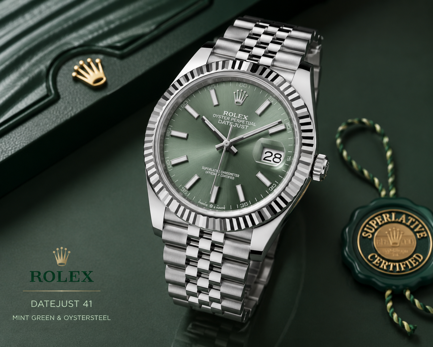 Rolex Datejust 41 Mint Green Luxury Watch – Jubilee Bracelet